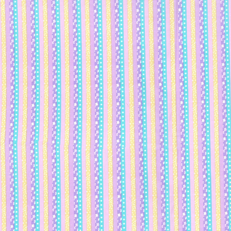 Fabric Traditions Purple Flower Stripe Cotton Fabric