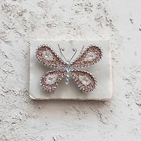Hello Honey® 8" Silver, Pink & Cream Metal Butterfly Ornament with Sequins, Jewels & Beads