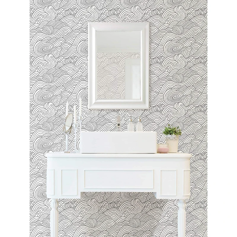 NuWallpaper Gray Saybrook Peel & Stick Wallpaper