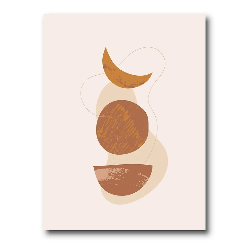Designart - Moon and Sun Shapes In Retro Terracotta Tones I