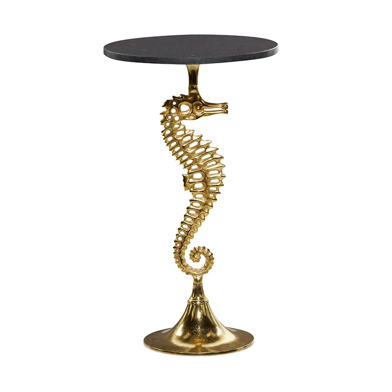28" Gold Aluminum Coastal Accent Table