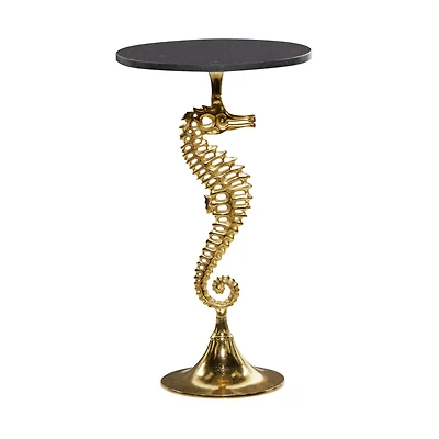 28" Gold Aluminum Coastal Accent Table