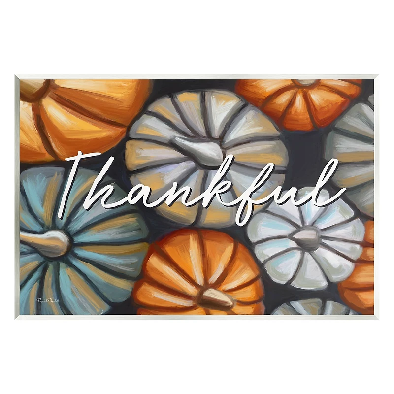 Stupell Industries Autumn Thankful Pumpkins Phrase Wall Plaque Art