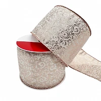 3.5" x 15ft. Blush Jacquard Scroll Wired Ribbon by Celebrate It®