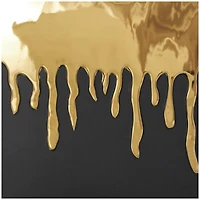 CosmoLiving by Cosmopolitan 11" Black Ceramic Vase with Abstract Gold Melting Drips