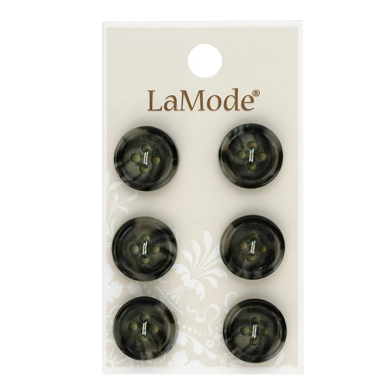 LaMode 5/8" Gray 4-Hole Buttons, 6ct.
