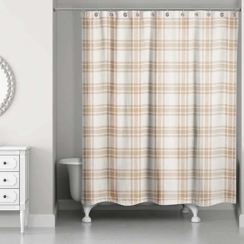 Orange Plaid Shower Curtain