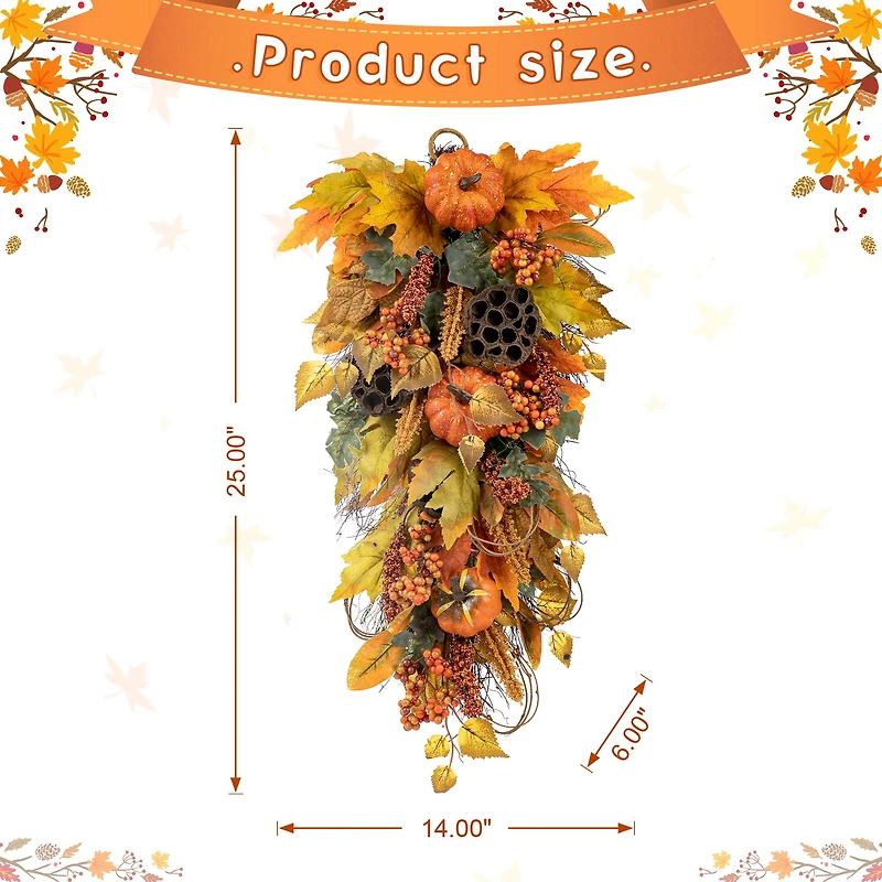 Glitzhome® 25" Fall Pumpkin Leaf Swag