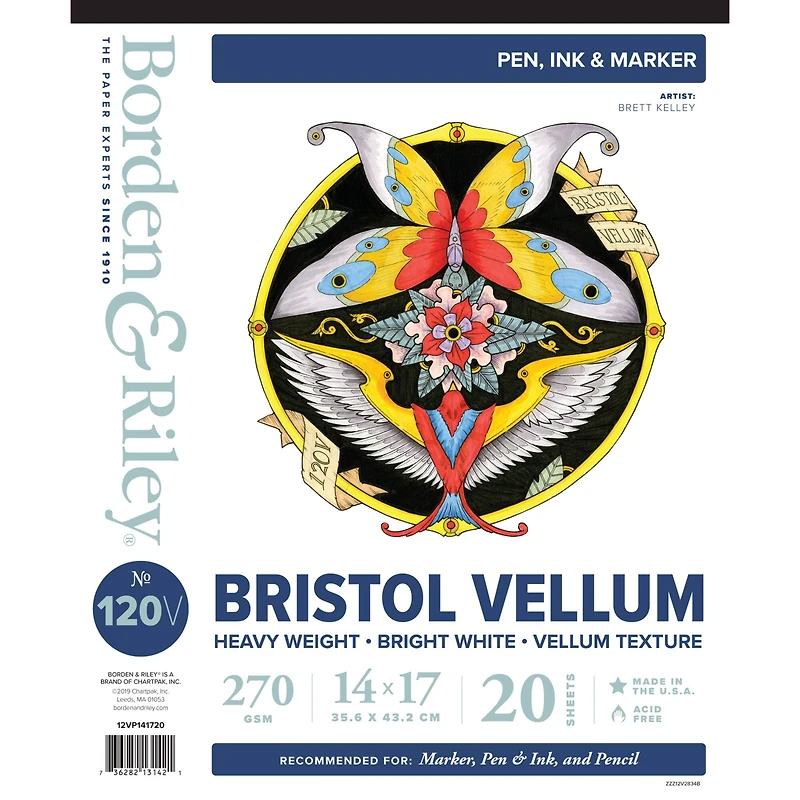 Borden & Riley® No.120V Bright White Bristol Vellum Pad