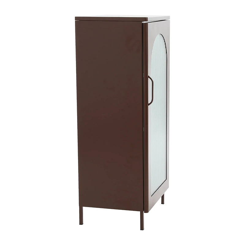 Hello Honey® 40" Solstice Narrow Metal Accent Cabinet with Adjustable Storage Shelves and Arched Glass Door