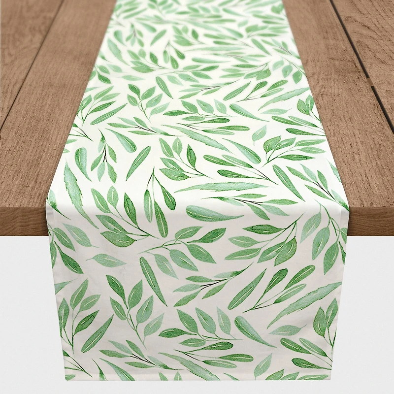 Green Leaf Outdoor Table Runner