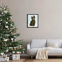 Stupell Industries Bear Seasonal Holly Snow Scene Framed Floater Canvas Wall Art