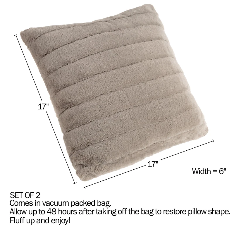 Hastings Home Gray Faux Rabbit Fur Pillows, 2ct.