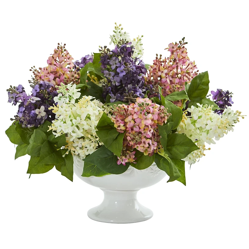 14" Lilac Arrangement in White Vase