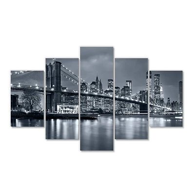 Designart New York City At Night Cityscape Large Panorama Canvas Print