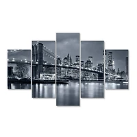 Designart New York City At Night Cityscape Large Panorama Canvas Print