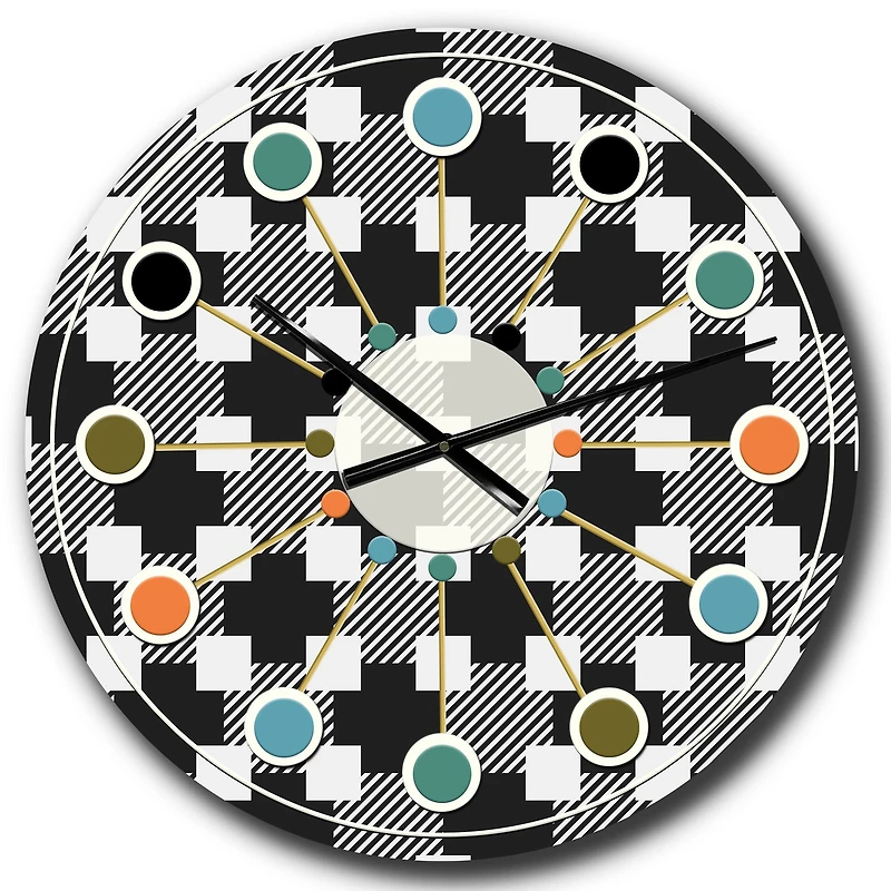 Designart 'Geometric Monochrome Pattern Ii Mid-Century Modern Wall Clock