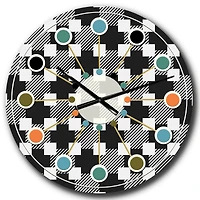 Designart 'Geometric Monochrome Pattern Ii Mid-Century Modern Wall Clock