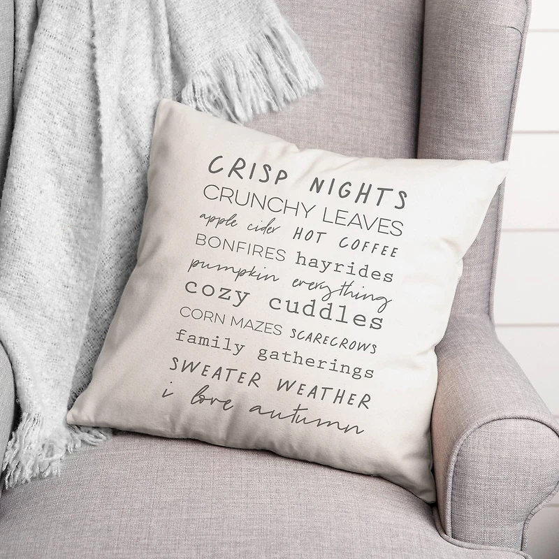 Off-White Autumn Words Throw Pillow