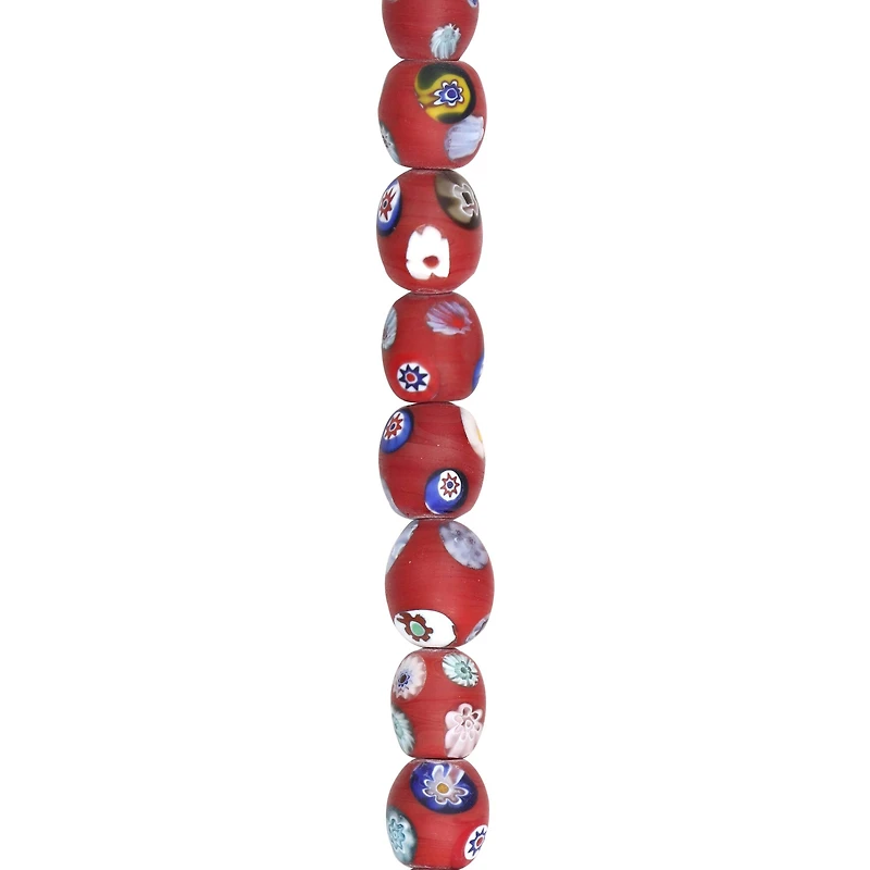 Red Millefiori Oval Beads by Bead Landing®