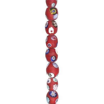Red Millefiori Oval Beads by Bead Landing®