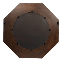 Hello Honey® Walnut Hexagonal Carved Wood Framed Wall Mirror