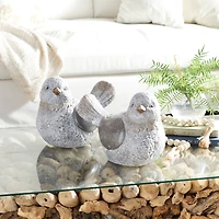 13" Gray Stone Country Bird Garden Sculpture Set