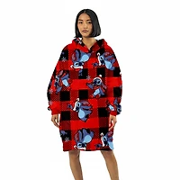 Disney® Stitch Christmas Red & Black Buffalo Plaid Oversized Hoodie