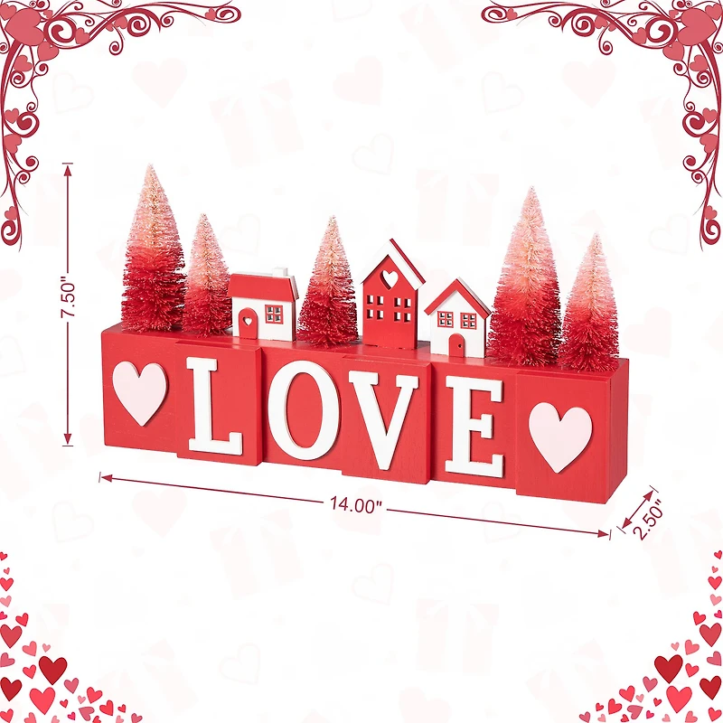 Glitzhome® 14" Valentine's Wooden Love House & Tree Table Décor