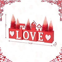 Glitzhome® 14" Valentine's Wooden Love House & Tree Table Décor