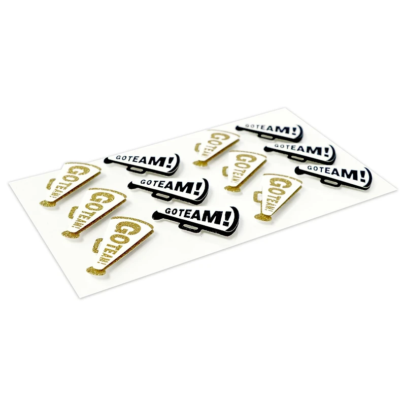Black & Gold Go Team! Megaphone Dimensional Stickers by Recollections™