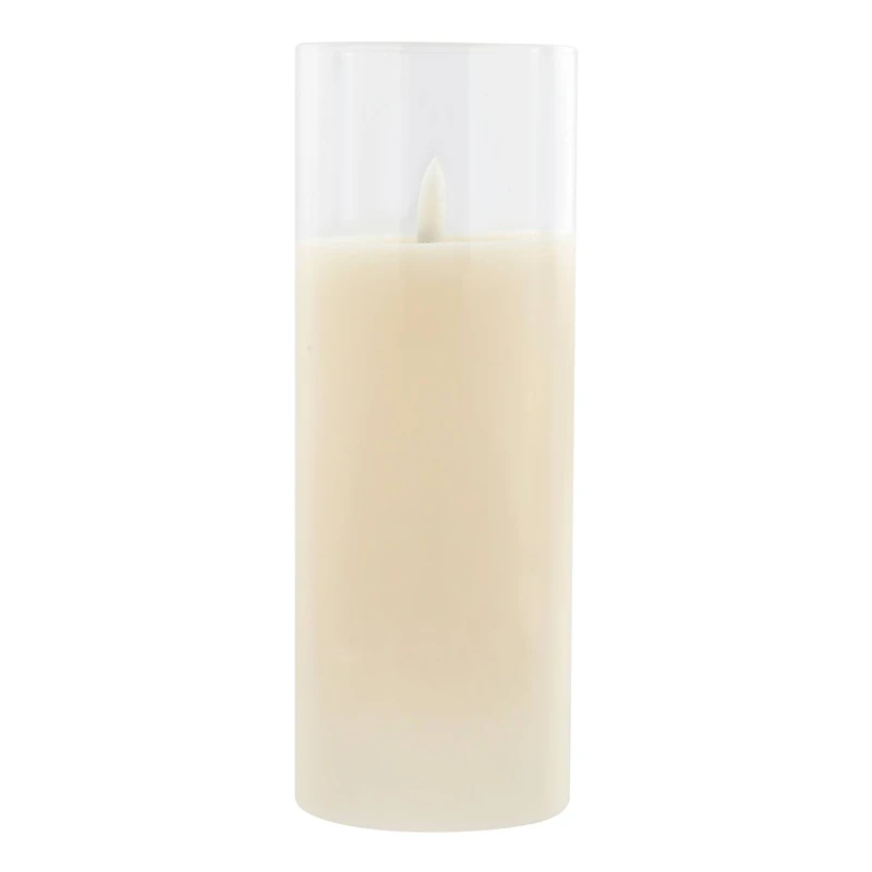 3" x 8" Flickering Flame LED Glass Wax Candle by Ashland
