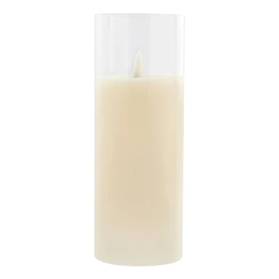 3" x 8" Flickering Flame LED Glass Wax Candle by Ashland