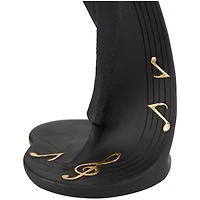 Black Polystone Abstract Musician Sculpture Set with Gold Instruments & Music Notes