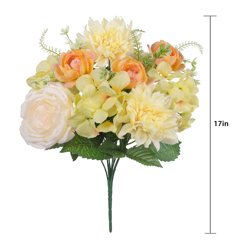 17" Coral & Yellow Dahlia & Rose Deluxe Bush by Ashland®