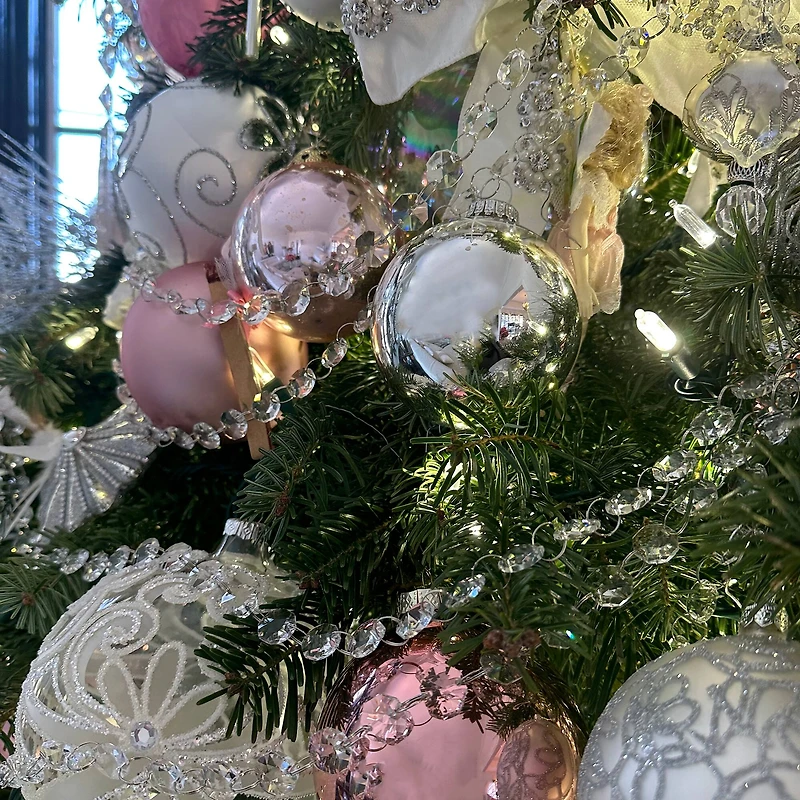 4ct. Pink 2-Finish Glass Ball Ornaments