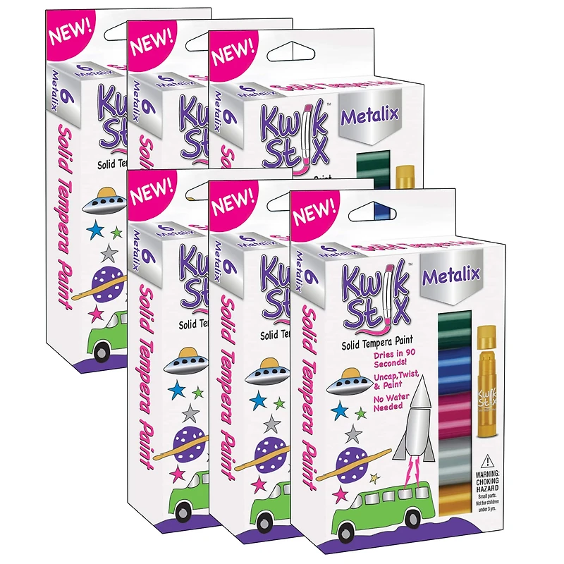 4 Packs: 6 Packs 6 ct. (144 total) Kwik Stix™ Metallic Solid Tempera Paint Stick Set