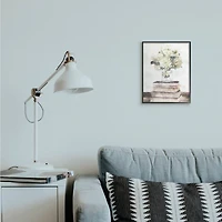 Stupell Industries White Hydrangeas on Books Framed Wall Art