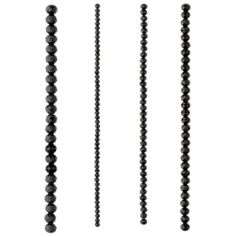 Black Faceted Glass Round Beads by Bead Landing™