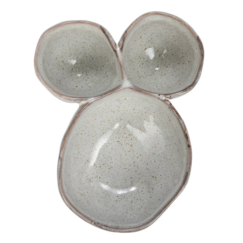 Hello Honey® 8" Cream 3-Section Stoneware Footed Serving Dish