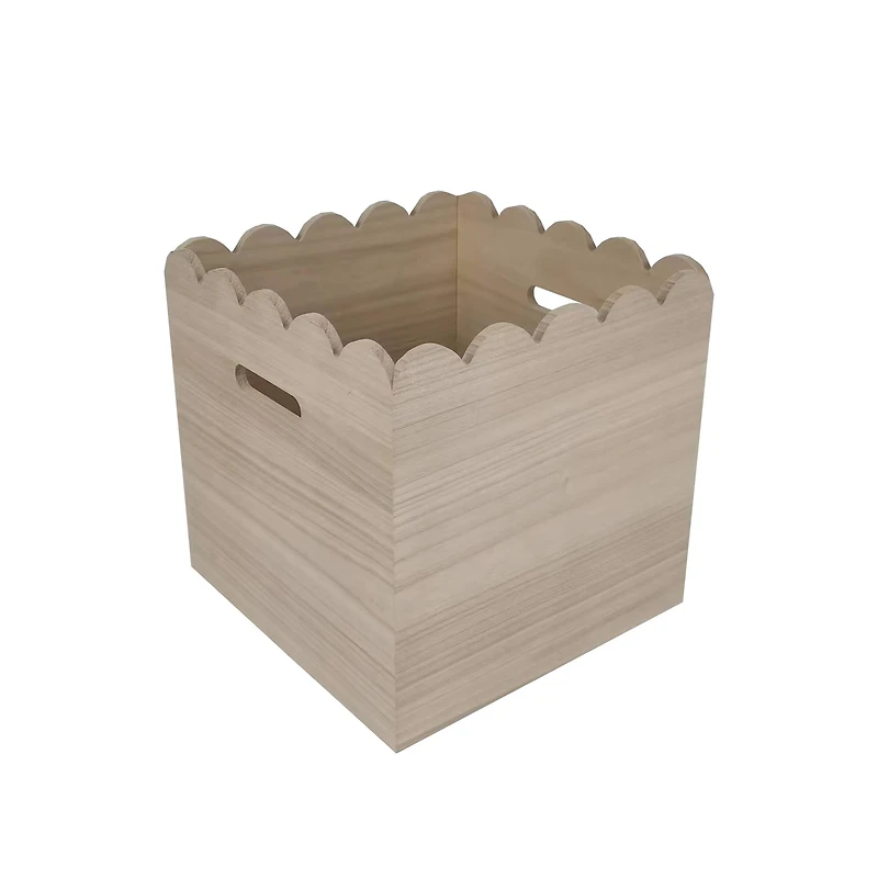 12.5" x 12.5" x 12.5" Scalloped Wood Crate by Make Market®