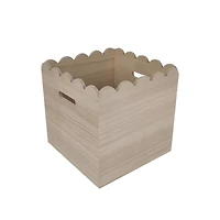 12.5" x 12.5" x 12.5" Scalloped Wood Crate by Make Market®