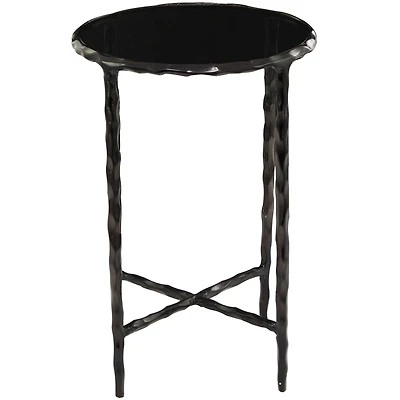 22" Aluminum Accent Table with Shaded Glass Top