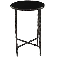 22" Aluminum Accent Table with Shaded Glass Top