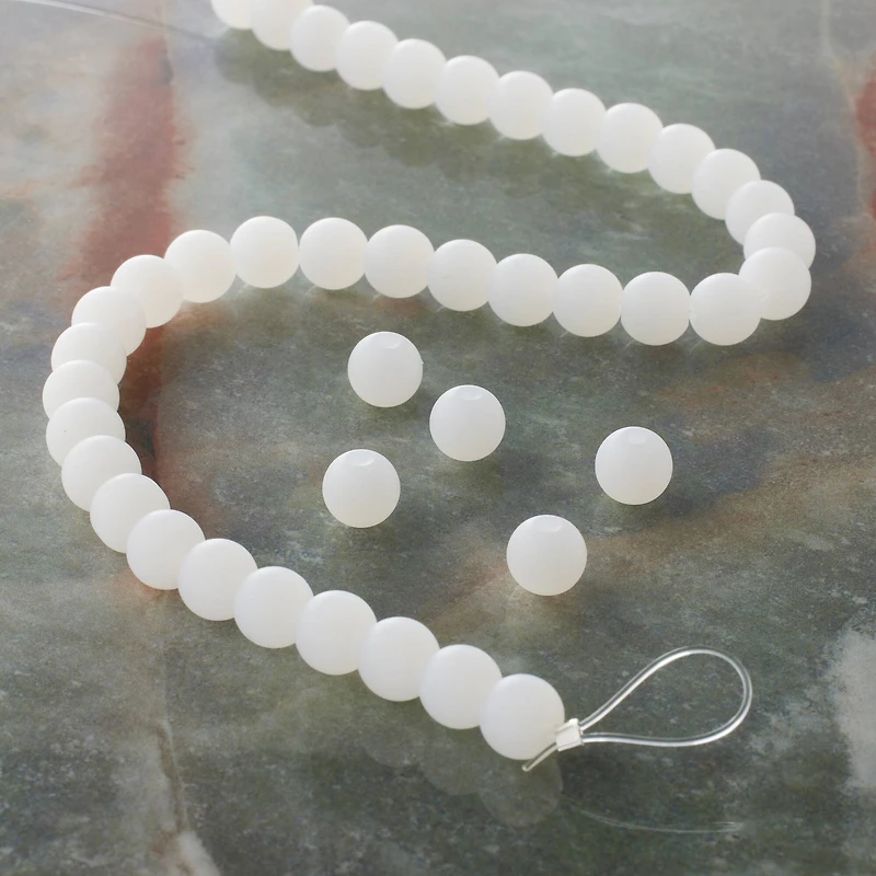 12 Pack:  Opaque White Glass Round Beads, 8mm by Bead Landing™