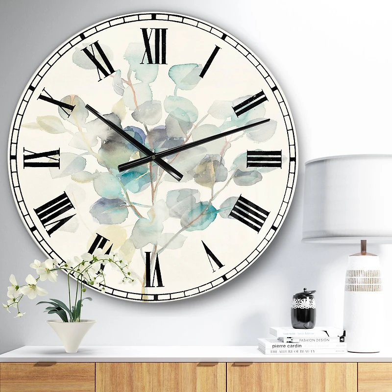 Designart Eucalyptus Leaves I Traditional Wall Clock