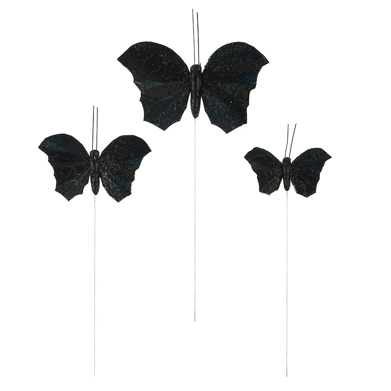 Black Glitter Butterfly Set by Ashland®