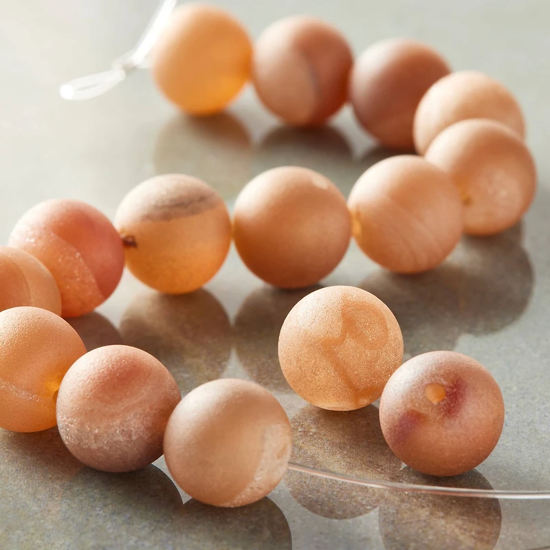 12 Pack: Sedona Amber Druzy Natural Agate Round Beads, 10mm by Bead Landing™