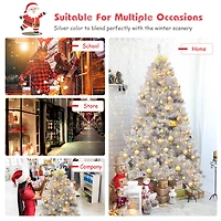 Costway 6ft. Unlit Artificial Silver Tinsel Hinged Christmas Tree with Metal Stand