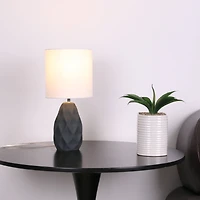 14.5" Gray Ceramic Table Lamp with White Fabric Shade by Ashland®